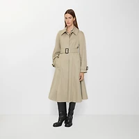 Long Gabardine Ellingham Fit-and-flare Car Coat in Quill beige - Women | Burberry® Official