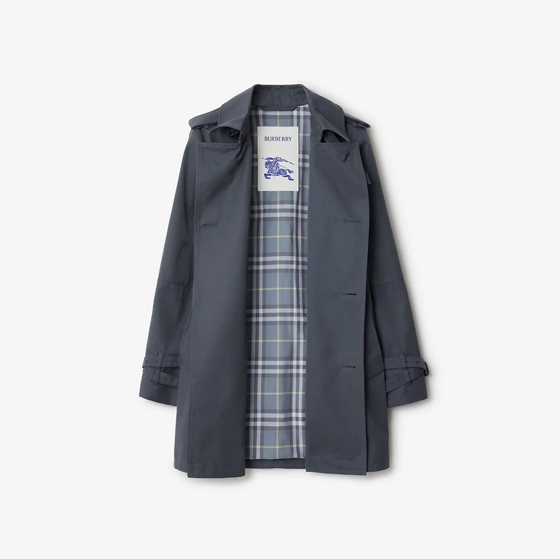 Short Cotton Blend Trench Coat in Magnet - Women, Tropical Gabardine | Burberry® Official