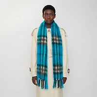 Check Mohair Wool Scarf in Hyacinth | Burberry® Official