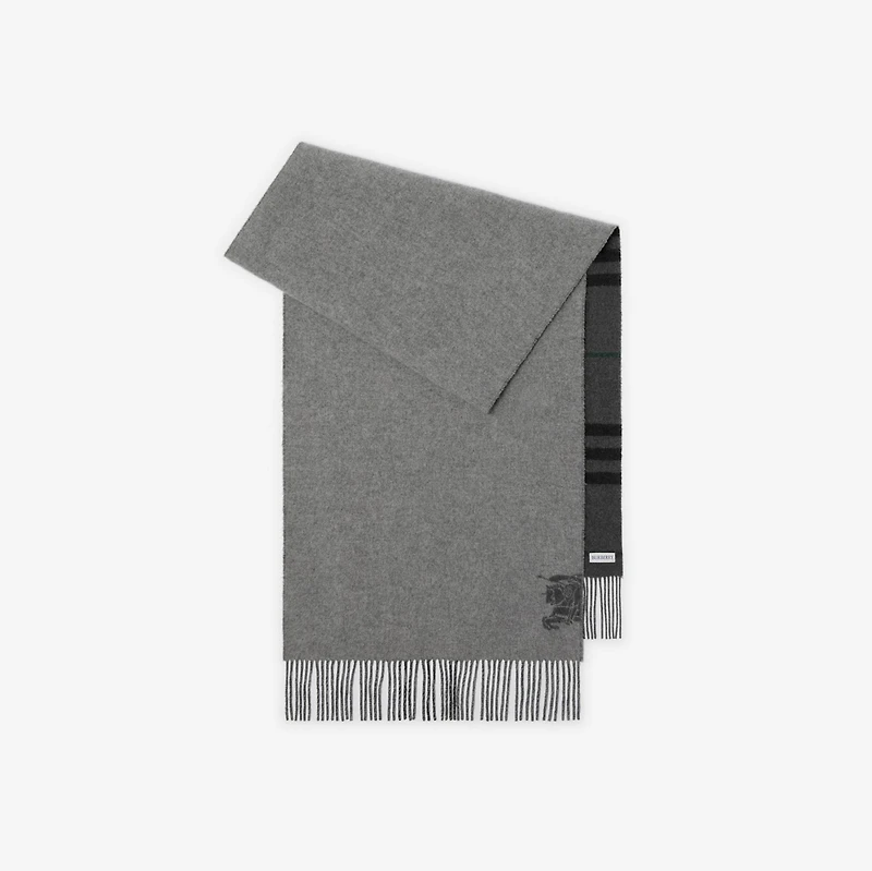 Wide Reversible Check Cashmere Scarf in Charcoal/vine | Burberry® Official