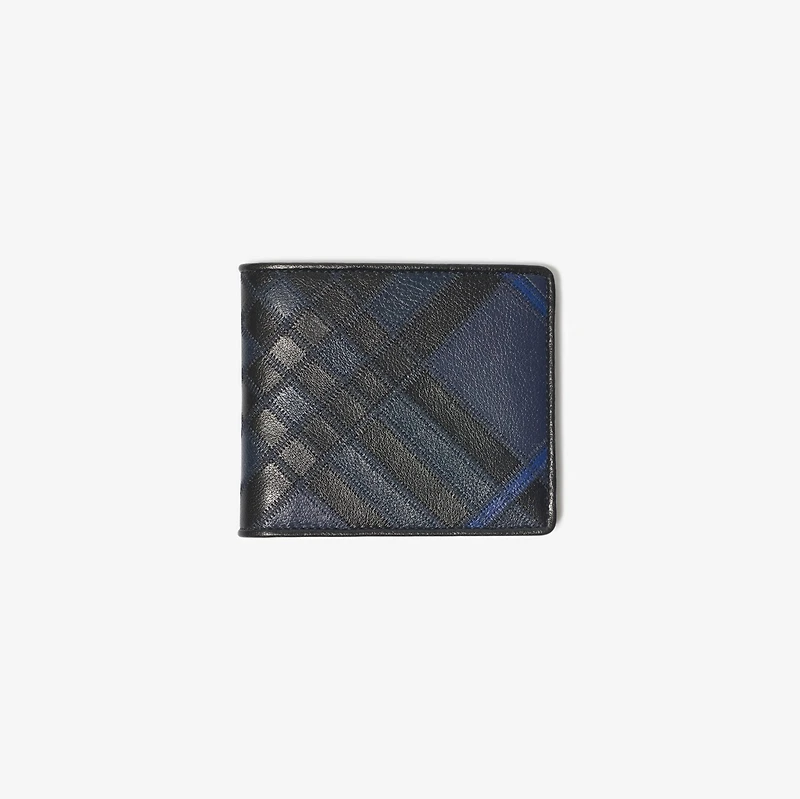 Check Intarsia Bifold Wallet in Storm blue - Men | Burberry® Official