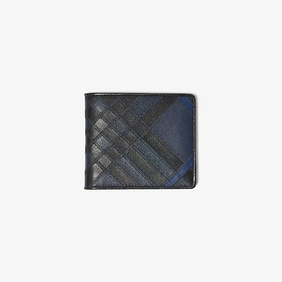 Check Intarsia Bifold Wallet in Storm blue - Men | Burberry® Official