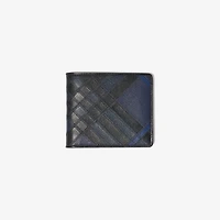 Check Intarsia Bifold Wallet in Storm blue - Men | Burberry® Official
