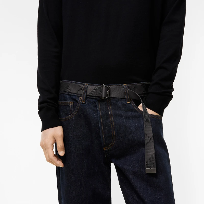 Check Webbing Belt in Iron grey - Men, Nylon | Burberry® Official