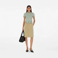 Check Stretch Cotton T-shirt in Breeze - Women | Burberry® Official