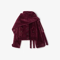 Detachable Scarf Shearling Jacket in Ruby red - Women, Suede | Burberry® Official