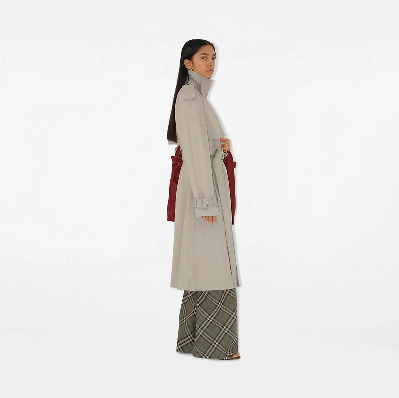 Long Cotton Trench Coat in Heron - Women, Nylon | Burberry® Official
