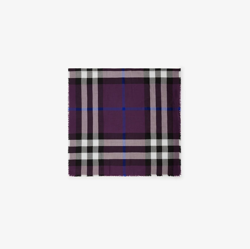 Check Cashmere Silk Scarf in Pansy | Burberry® Official
