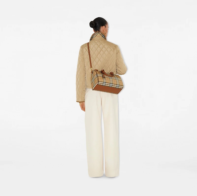 Medium Check Bowling Bag in Archive beige/briar brown - Women | Burberry® Official