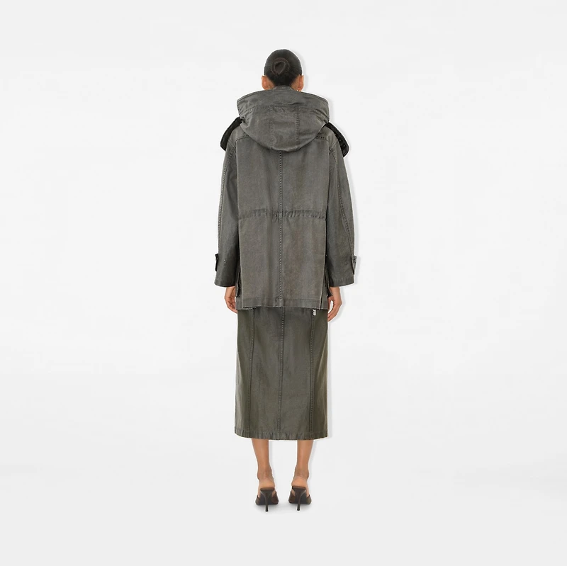 Bleached Cotton Parka in Oil - Women | Burberry® Official