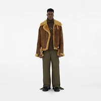 Shearling Aviator Jacket in Moss - Men, Leather | Burberry® Official