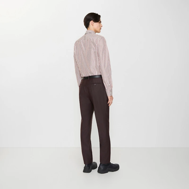 Striped Wool Mohair Tailored Trousers in Log brown - Men | Burberry® Official