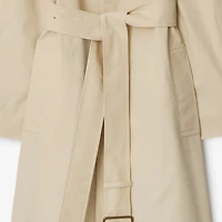 Long Highgrove Gabardine Car Coat in Nutmeg - Women, Cotton | Burberry® Official