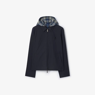 Reversible Check Cotton Jacket in Silhouette blue - Men | Burberry® Official