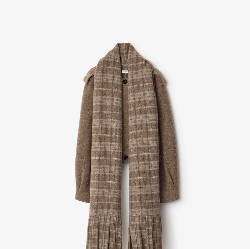 Detachable Scarf Wool Blend Jacket in Biscuit/biscuit - Women | Burberry® Official