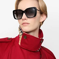 Oversized Check Square Sunglasses in Black - Women | Burberry® Official