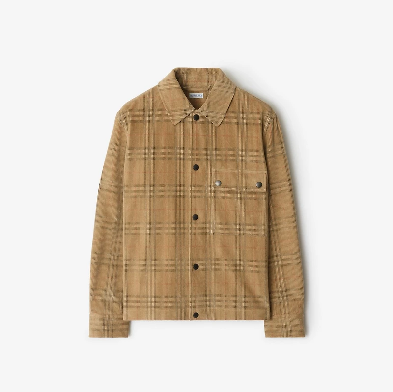 Check Corduroy Overshirt in Sand - Men, Cotton | Burberry® Official