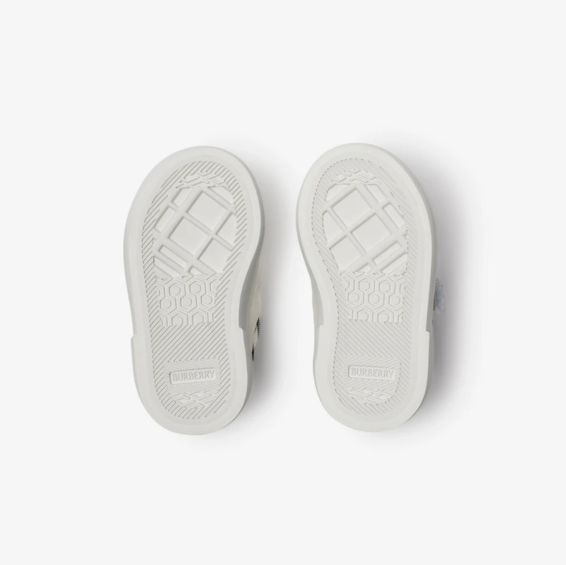 Check and Leather Sneakers in Sand