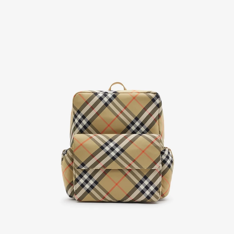 Check Nylon Backpack in Sand - Children | Burberry® Official