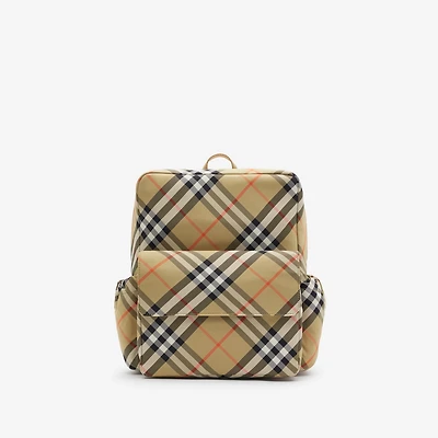 Check Nylon Backpack in Sand - Children | Burberry® Official