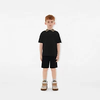 Check Collar Cotton Polo Shirt in Black | Burberry® Official