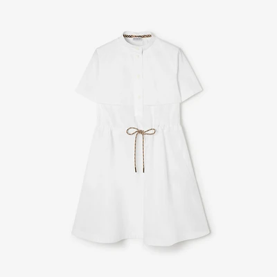 Cotton Poplin Dress in Optic white - Women | Burberry® Official