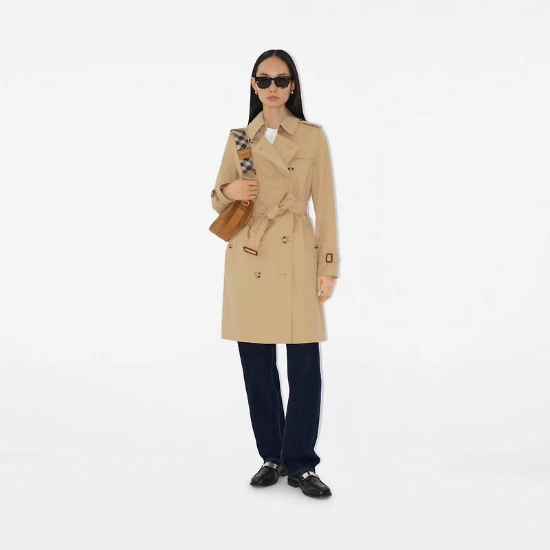 Mid-length Kensington Heritage Trench Coat in Honey - Women, Cotton Gabardine | Burberry® Official
