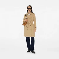 Mid-length Kensington Heritage Trench Coat in Honey - Women, Cotton Gabardine | Burberry® Official