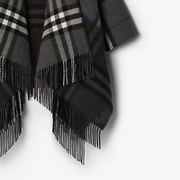 Contrast Check Cashmere Wool Cape in Marlborough grey/charcoal grey | Burberry® Official