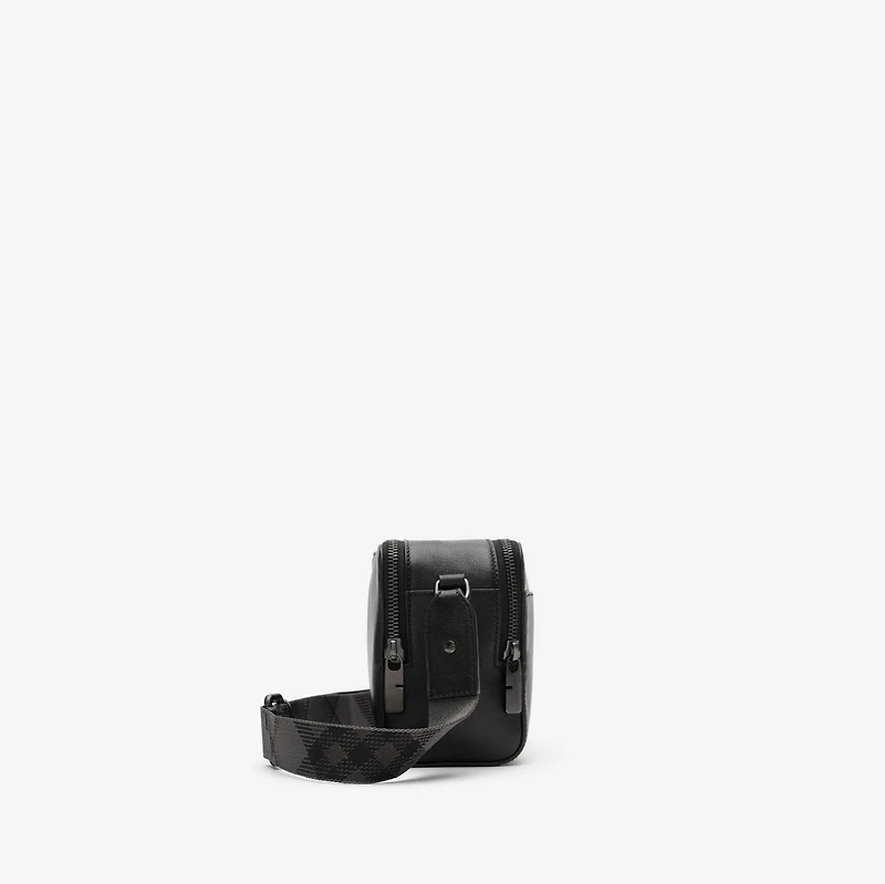 Pop Check Crossbody Bag in Black/iron grey - Men, Leather | Burberry® Official