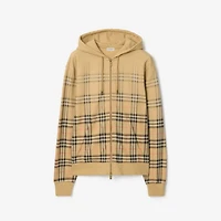 Gradient Check Cotton Zip Hoodie in Sand beige - Men | Burberry® Official