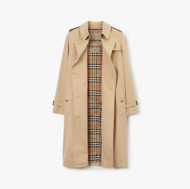 Long Kensington Heritage Trench Coat in Honey - Women, Cotton Gabardine | Burberry® Official