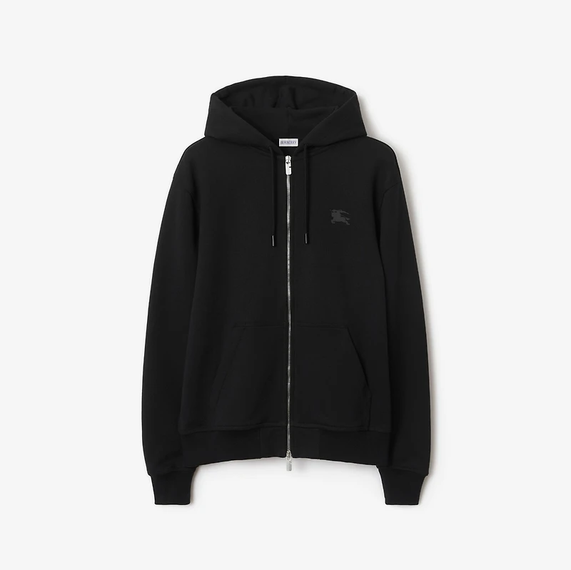 EKD Badge Cotton Zip Hoodie in Black - Men | Burberry® Official