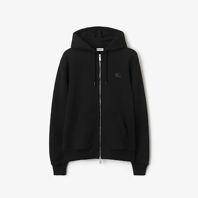 EKD Badge Cotton Zip Hoodie in Black - Men | Burberry® Official