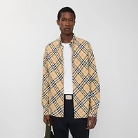 Relaxed Fit Check Cotton Flannel Shirt in Sand beige - Men | Burberry® Official