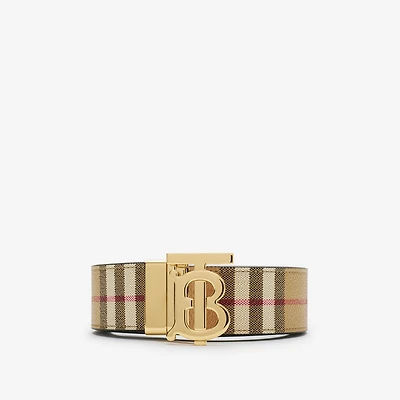 Reversible Check TB Belt in Archive beige/gold - Men | Burberry® Official