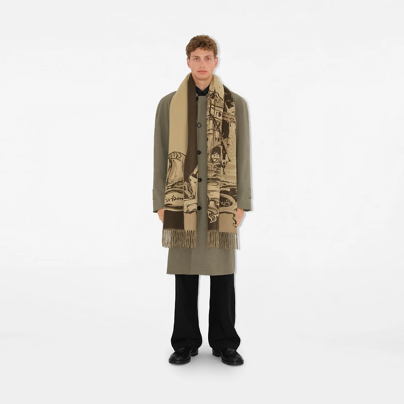 Tower Bridge Cashmere Scarf in Sand | Burberry® Official