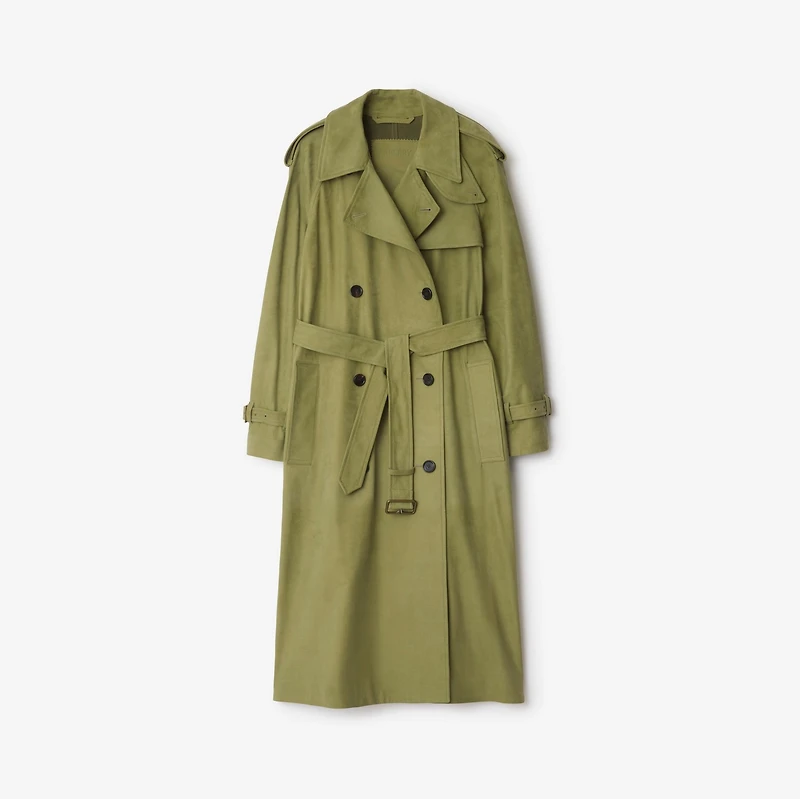 Long Nubuck Castleford Trench Coat in Wreath - Women, Leather | Burberry® Official