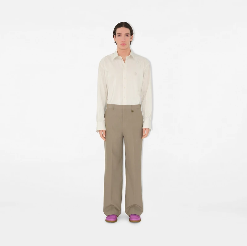 Relaxed Fit Striped Silk Shirt in Clam - Men | Burberry® Official