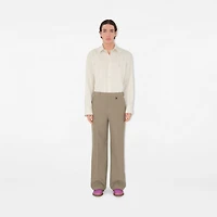 Relaxed Fit Striped Silk Shirt in Clam - Men | Burberry® Official