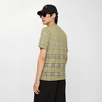 Gradient Check Cotton T-shirt in Glade green - Men | Burberry® Official