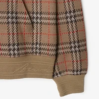Check Cotton Blend Zip Hoodie in Nut - Men | Burberry® Official