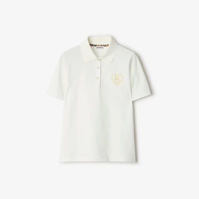 B Heart Cotton Polo Shirt in Chalk white - Women | Burberry® Official