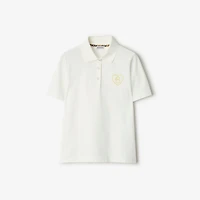 B Heart Cotton Polo Shirt in Chalk white - Women | Burberry® Official