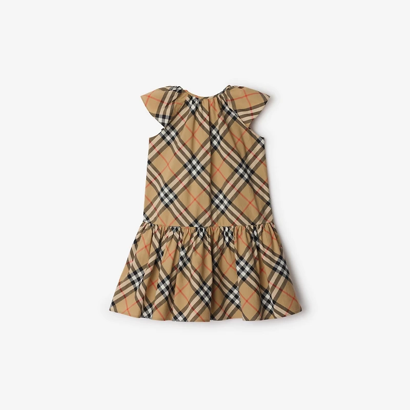Check Cotton Dress in Sand | Burberry® Official