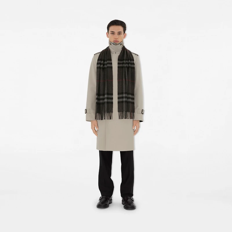 Check Cashmere Scarf in Charcoal | Burberry® Official