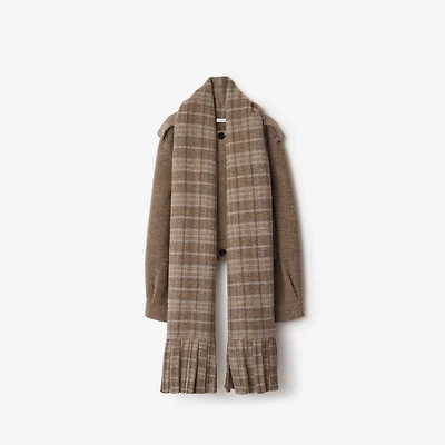 Detachable Scarf Wool Blend Jacket in Biscuit/biscuit - Women | Burberry® Official