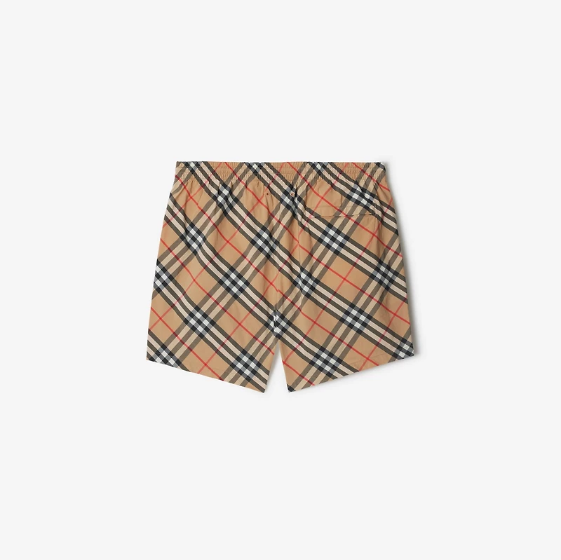 Check Swim Shorts in Sand - Men, Nylon | Burberry® Official