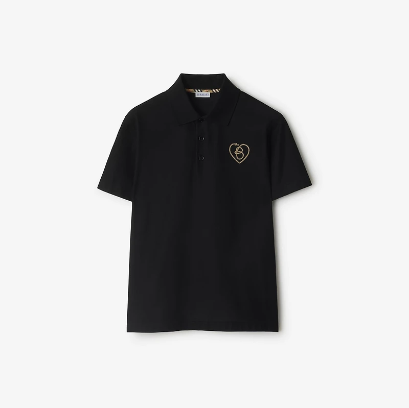 B Heart Cotton Polo Shirt in Black - Men | Burberry® Official