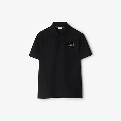 B Heart Cotton Polo Shirt in Black - Men | Burberry® Official